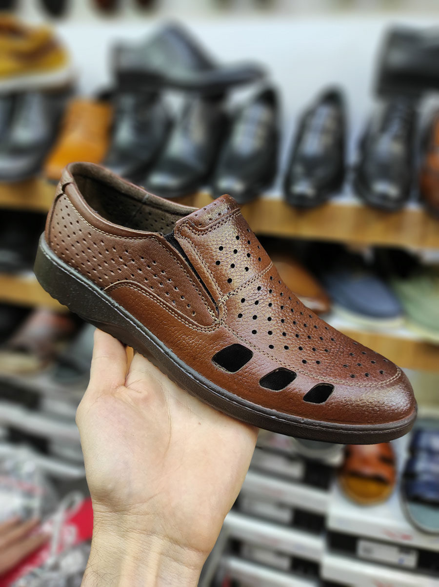 کفش تابستانی  طبی راحتی مردانه چرم طبیعی تبریز کد 1443